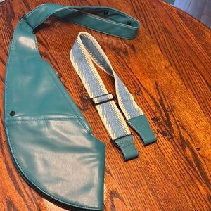 Sash Bag - faux leather Turquoise with bonus strap